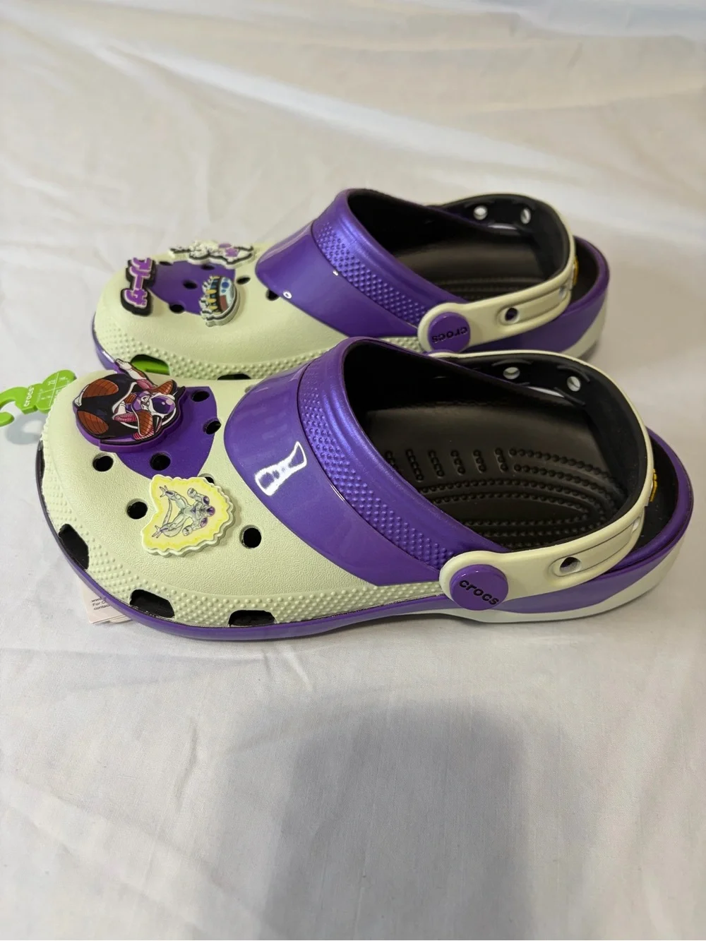 CROCS Kids Clogs in Purple and Light Green Dragonball Z J4 Jibbitz